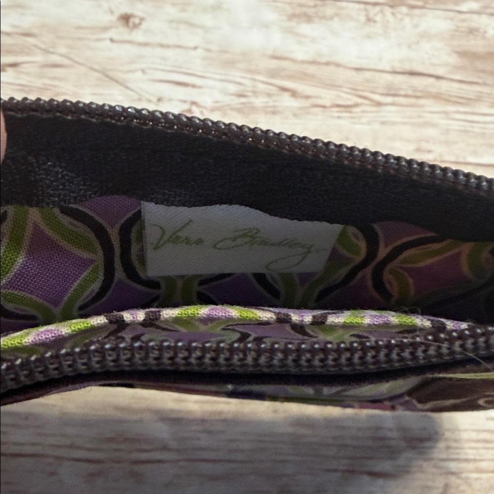 Vera Bradley Swirling Poppies Floral ID Wallet Keychain Wallet Brown, Pink Green - Picture 5 of 5